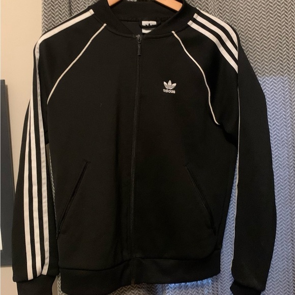 Adidas Essentials Fleece 3-Stripes Full Zip Jacket Black Small - Picture 2 of 4